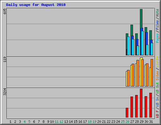 Daily usage for August 2018